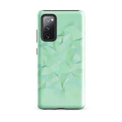 low-poly mosaic of triangular facets in soft mint, pale aqua, and sage green forming a crystalline textured pattern on Glossy Mint Crystal Geometric Tough Case for Samsung - default - Front view — samsung phone case