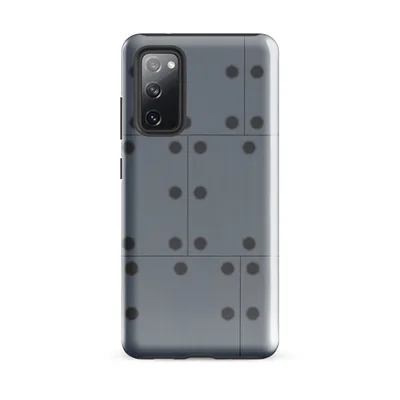 repeating grid of dark circular rivets on brushed cool grey steel panels with subtle seam lines on Glossy Industrial Grid Steel Panel Tough Case for Samsung - default - Front view — samsung phone case