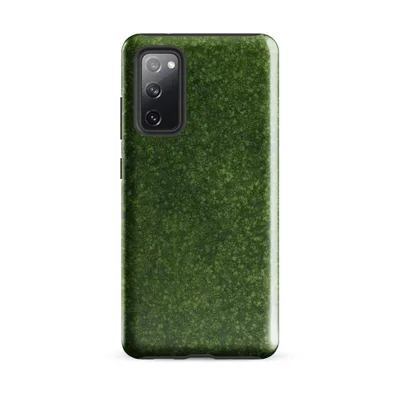 aerial view of dense wild clover and ground cover in layered shades of bright lime and deep forest green on Glossy Lush Green Meadow Tough Case for Samsung - default - Front view — samsung phone case