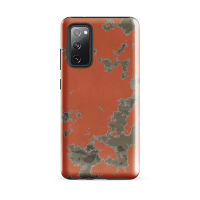 peeling orange plaster wall revealing muted gray stone and rusted brown layers beneath, photographically detailed texture on Glossy Peeling Paint Urban Decay Tough Case for Samsung - default - Front view — samsung phone case