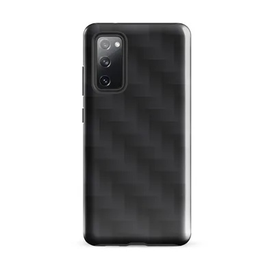 repeating dark graphite carbon fiber weave pattern with interlocking diagonal bands and subtle light-to-shadow gradient depth on Glossy Carbon Weave Armor Tough Case for Samsung - default - Front view — samsung phone case