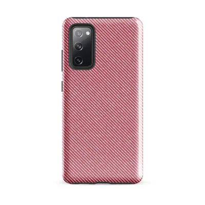 diagonal red and white fine twill stripe pattern repeating across the full surface in a classic textile style on Glossy Classic Red Diagonal Stripe Tough Case for Samsung - default - Front view — samsung phone case
