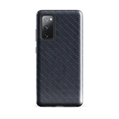 navy blue carbon fiber twill weave texture with diagonal light-reflecting stripe pattern on Glossy Navy Carbon Fiber Shield Tough Case for Samsung - default - Front view — samsung phone case