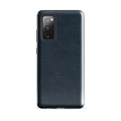 close-up woven textile texture in deep navy and indigo tones with subtle horizontal grain variation on Glossy Midnight Navy Woven Texture Tough Case for Samsung - default - Front view — samsung phone case