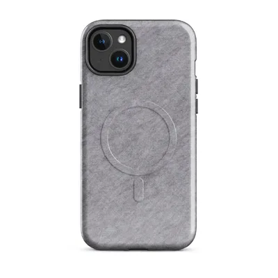 soft heathered ash gray surface with a subtle brushed textile texture and gentle tonal variation throughout on Glossy Ash Gray Minimal Texture MagSafe Tough Case for iPhone - default - Front view — magsafe phone case