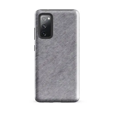 soft heathered light gray mottled texture with subtle tonal variation, resembling brushed wool or fleece fabric on Glossy Heathered Storm Gray Tough Case for Samsung - default - Front view — samsung phone case