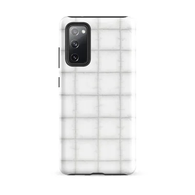 seamless quilted grid pattern in soft white and pale grey with subtle stitched seams and a plush padded appearance on Glossy Cloud White Quilted Texture Tough Case for Samsung - default - Front view — samsung phone case