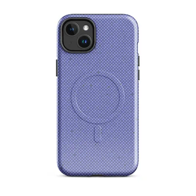 fine checkerboard pixel pattern in periwinkle blue-violet with subtle tonal variation and scattered organic imperfections on Glossy Periwinkle Static Texture MagSafe Tough Case for iPhone - default - Front view — magsafe phone case