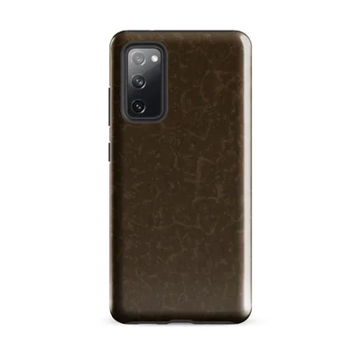 cracked dry earth texture in deep chocolate brown with fine lighter brown veining across the entire surface on Glossy Dark Earth Crackle Terrain Tough Case for Samsung - default - Front view — samsung phone case
