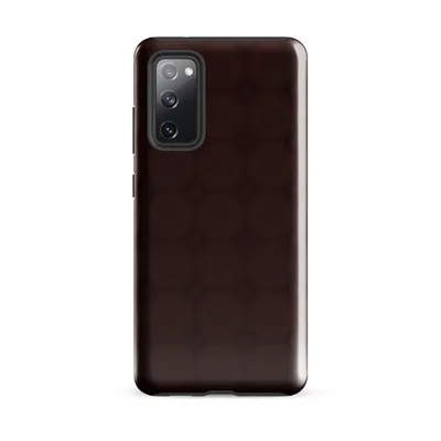 repeating dark crimson grid of rounded squares with dot connectors, rendered in deep shadowed tones with subtle texture variation on Glossy Dark Crimson Lattice Tough Case for Samsung - default - Front view — samsung phone case