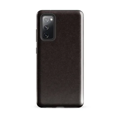 close-up crackle texture mimicking aged leather in deep espresso brown with subtle dark variations throughout on Glossy Dark Earth Leather Texture Tough Case for Samsung - default - Front view — samsung phone case
