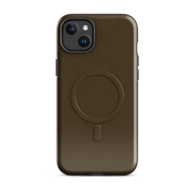 solid deep espresso brown with subtle warm undertones and a faint matte texture across the surface on Glossy Dark Chocolate Velvet Shield MagSafe Tough Case for iPhone - default - Front view — magsafe phone case