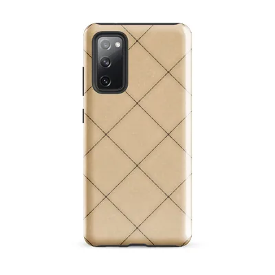 repeating diagonal diamond grid with warm sandy beige tiles and fine dark seams with small cross details at each intersection on Glossy Golden Diagonal Tile Pattern Tough Case for Samsung - default - Front view — samsung phone case