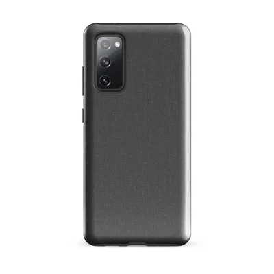 seamless charcoal grey woven linen textile pattern with subtle thread variation and a soft matte finish on Glossy Slate Linen Texture Tough Case for Samsung - default - Front view — samsung phone case