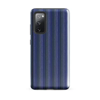 vertical pinstripes in deep royal blue, forest green, and white on a woven textile-style background on Glossy Classic Stripe Bold Tough Case for Samsung - default - Front view — samsung phone case