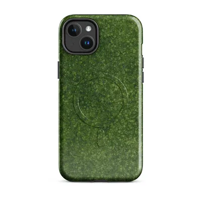aerial view of a dense green meadow with intricate foliage texture in layered olive and emerald tones on Glossy Lush Green Meadow MagSafe Tough Case for iPhone - default - Front view — magsafe phone case