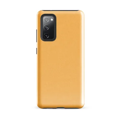 smooth solid golden apricot surface with subtle paper-like texture and warm peachy orange tone on Glossy Golden Apricot Minimal Tough Case for Samsung - default - Front view — samsung phone case