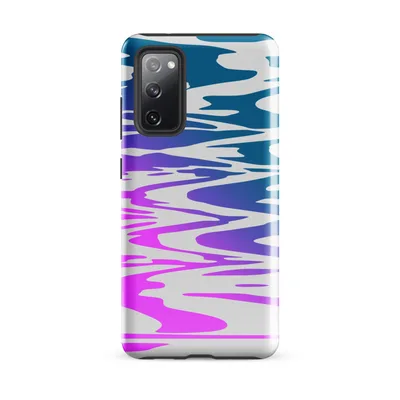 rippling water waves in a teal to violet to hot pink gradient on an off-white background in flat graphic style on Glossy Neon Tide Wave Ripple Tough Case for Samsung - default - Front view — samsung phone case