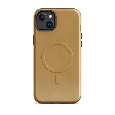 weathered golden ochre surface with brushed texture and scattered grey-silver flecks resembling aged plaster or sun-bleached sand on Glossy Desert Sand Weathered Gold MagSafe Tough Case for iPhone - default - Front view — magsafe phone case