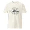 Ecru Meat Computer Unisex Tee — bold black text reading Meat Computer inside a circle merging branching neuron dendrites