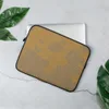 Torn Cardboard World Laptop Sleeve — world map illustration mimicking peeling kraft paper revealing corrugated cardboard