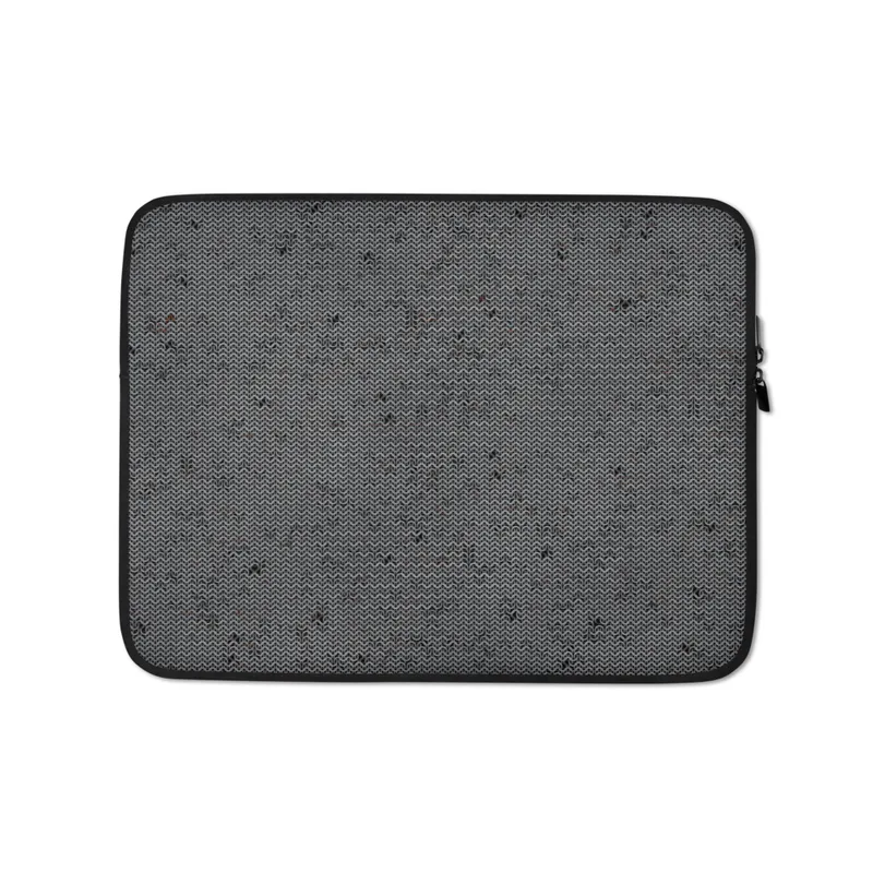 Charcoal Fleck Knit Texture Laptop Sleeve — close-up charcoal grey knit fabric texture with heathered stitching