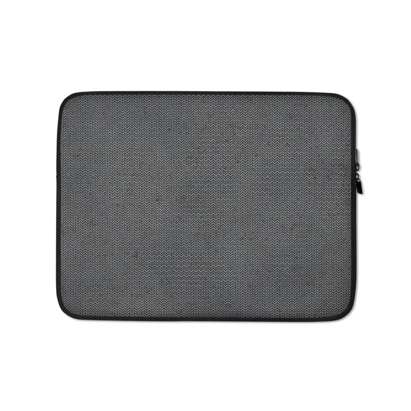 Charcoal Knit Texture Laptop Sleeve — close-up of a dark charcoal knit fabric pattern with interlocking stitches