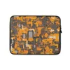 Circuit Camo Tech Fusion Laptop Sleeve — dense mechanical circuit board pattern in vivid orange and dark charcoal