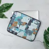 Circuit City Tech Camo Laptop Sleeve — dense circuit board camo pattern with cyan data traces, orange hazard accents, navy