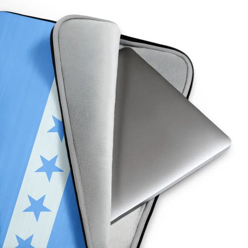 Clear Skies Seven Stars Laptop Sleeve — seven bold blue five-pointed stars in a horizontal white band on a cornflower blue