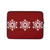 Winter Snowflake Trio Laptop Sleeve — three identical intricate white geometric snowflakes arranged in a row on a deep