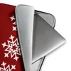 Winter Snowflake Trio Laptop Sleeve — three identical intricate white geometric snowflakes arranged in a row on a deep