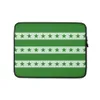 Green Stars and Stripes Laptop Sleeve — alternating deep forest green horizontal bands and soft mint stripes, each row
