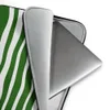 Green Wave Ripple Laptop Sleeve — flowing white horizontal wavy stripes repeating across a deep forest green background