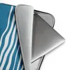Ocean Wave Lines Laptop Sleeve — flowing white wavy horizontal lines on a textured teal blue background, evoking calm ocean