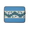 Arctic Fracture Laptop Sleeve — jagged cracked ice shards in cream white on deep teal horizontal band, framed by sand