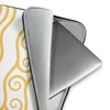 Golden Tides Wave Laptop Sleeve — repeating golden yellow wave lines on white background with a center band of hand-drawn