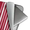 Bold Red Stripe Laptop Sleeve — horizontal hand-painted red and white stripes on a deep crimson background, nautical style