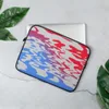 Liquid Wave Abstract Laptop Sleeve — fluid rippling waves of vivid red and sky blue blending through violet on an off-white