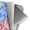 Liquid Wave Abstract Laptop Sleeve — fluid rippling waves of vivid red and sky blue blending through violet on an off-white