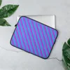 Neon Diagonal Stripe Rush Laptop Sleeve — diagonal cyan and magenta gradient stripes cutting across a soft periwinkle purple