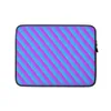 Neon Diagonal Stripe Rush Laptop Sleeve — diagonal cyan and magenta gradient stripes cutting across a soft periwinkle purple