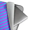 Neon Diagonal Stripe Rush Laptop Sleeve — diagonal cyan and magenta gradient stripes cutting across a soft periwinkle purple