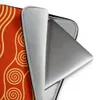 Ancient Waves Gold Spiral Laptop Sleeve — golden wave bands and concentric spiral motifs arranged in rows on a deep crimson
