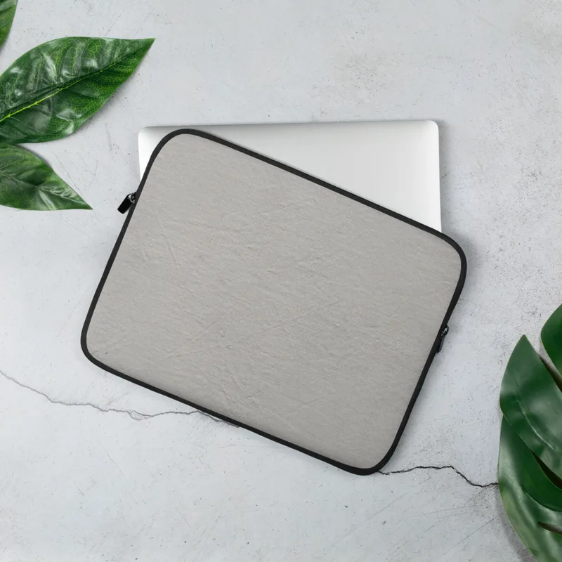 Stone Grey Linen Texture Laptop Sleeve — soft stone grey linen fabric texture with subtle woven grain and natural creased