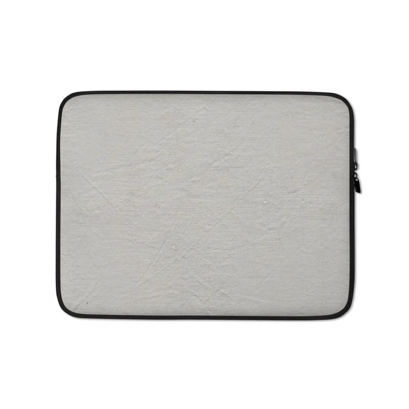 Stone Grey Linen Texture Laptop Sleeve — soft stone grey linen fabric texture with subtle woven grain and natural creased
