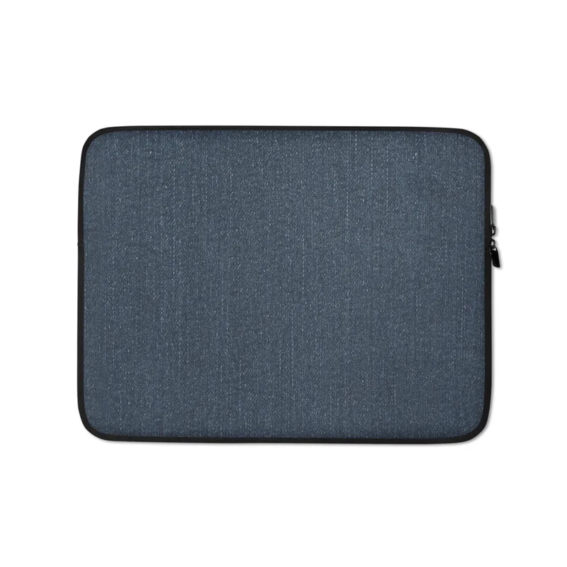 Dark Denim Classic Laptop Sleeve — close-up texture of dark navy denim fabric with subtle vertical grain and natural thread