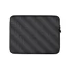 Carbon Weave Shadow Laptop Sleeve — seamless woven carbon fiber pattern with interlocking diagonal bands in deep charcoal