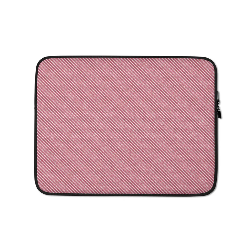 Classic Red Twill Laptop Sleeve — diagonal twill weave pattern in deep crimson red and white, repeating across the full