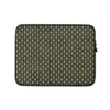 Tactical Weave Laptop Sleeve — tightly woven basket-weave pattern in dark olive green and warm khaki with interlocking fiber
